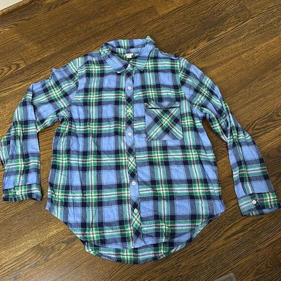 NWOT Aerie Blue & Green Flannel - Size Small - Picture 1 of 10
